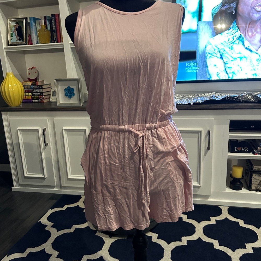 Pink halter shorts romper